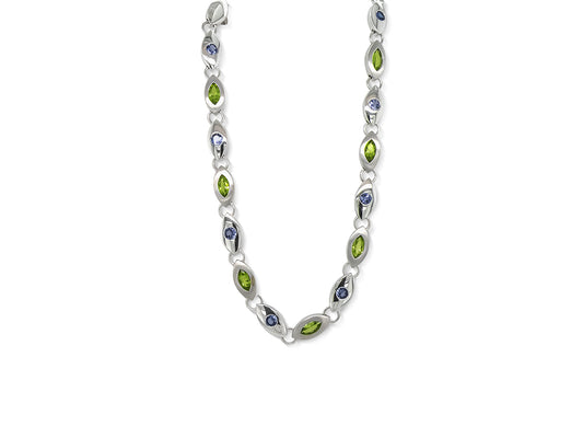 London Blue Topaz and Opal necklace in sterling silver by Joryel Vera, style N3328 - view 2