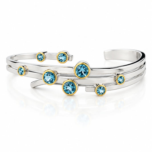 Amethyst and Sky Blue Topaz bracelet in sterling silver by Joryel Vera, style B2901