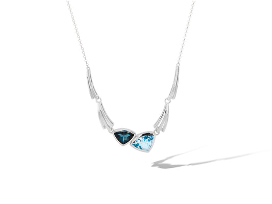 Amethyst and Blue Topaz necklace in sterling silver by Joryel Vera, style N3327 - view 2