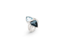 Load image into Gallery viewer, Amethyst and Blue Topaz ring in sterling silver by Joryel Vera, style R7230 - view 2