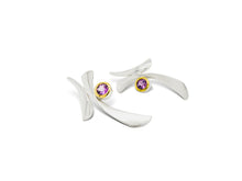 Load image into Gallery viewer, Amethyst and Blue Topaz earrings in sterling silver by Joryel Vera, style E7369 - view 3
