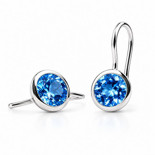 Blue Topaz and Green Amethyst earrings in sterling silver by Joryel Vera, style E3140 - view 2