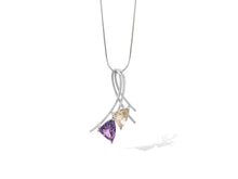 Load image into Gallery viewer, Amethyst and Blue Topaz pendant in sterling silver by Joryel Vera, style P7586