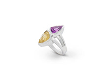 Load image into Gallery viewer, Amethyst and Blue Topaz ring in sterling silver by Joryel Vera, style R7230 - view 5