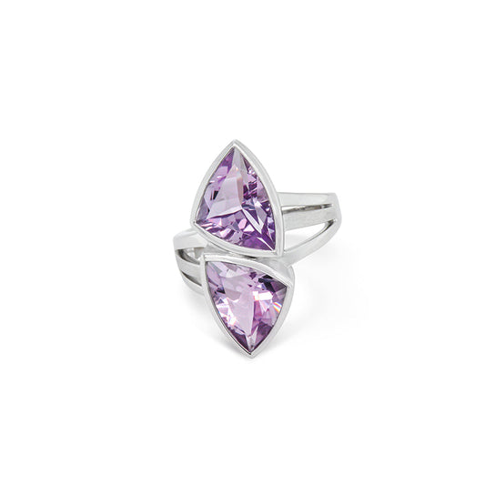 Amethyst and Blue Topaz ring in sterling silver by Joryel Vera, style R7230