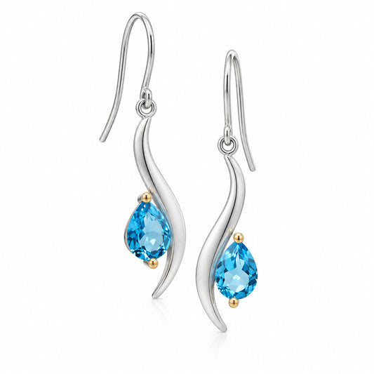 Amethyst and Blue Topaz earrings in sterling silver by Joryel Vera, style E9286