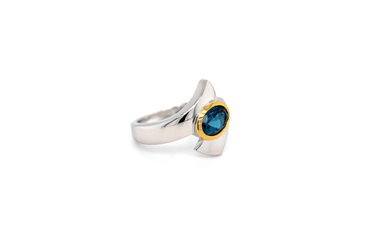 Amethyst and Blue Topaz ring in sterling silver by Joryel Vera, style R6998