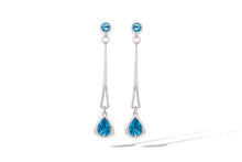 Load image into Gallery viewer, Blue Topaz and Sky Blue Topaz earrings in sterling silver by Joryel Vera, style E9865 - view 2