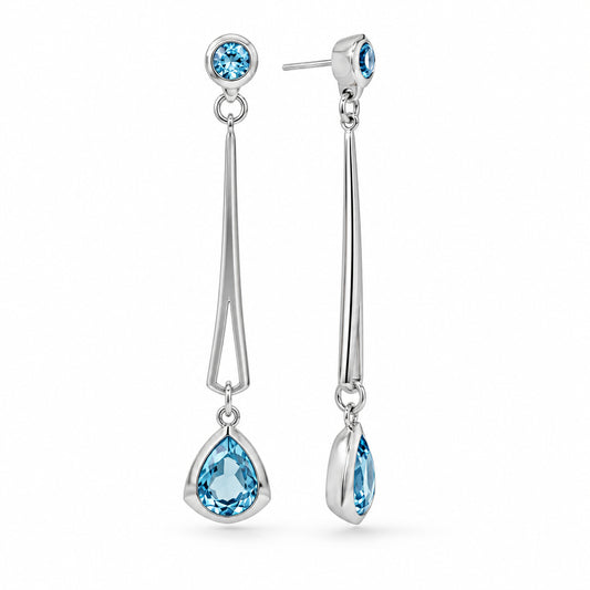 Blue Topaz and Sky Blue Topaz earrings in sterling silver by Joryel Vera, style E9865