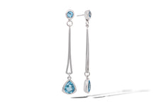 Load image into Gallery viewer, Blue Topaz and Sky Blue Topaz earrings in sterling silver by Joryel Vera, style E9865