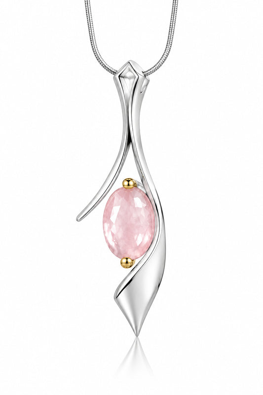Amethyst and Clear Quartz pendant in sterling silver by Joryel Vera, style P6903