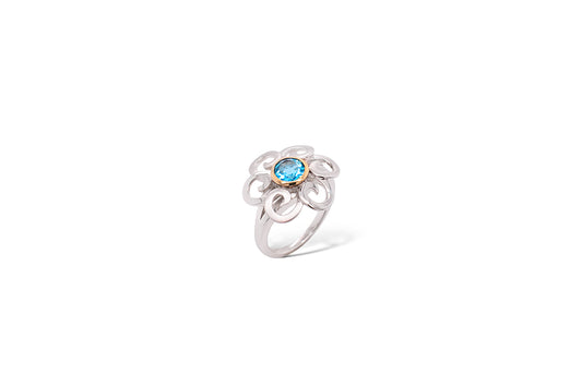 Amethyst and Blue Topaz ring in sterling silver by Joryel Vera, style R6104 - view 3