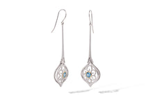 Load image into Gallery viewer, Blue Topaz and Pearl earrings in sterling silver by Joryel Vera, style E9839 - view 2