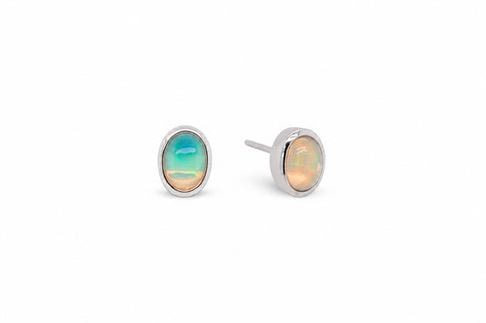 Opal and Blue Topaz earrings in sterling silver by Joryel Vera, style E3914