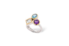 Load image into Gallery viewer, Amethyst and Blue Topaz ring in sterling silver by Joryel Vera, style R6491 - view 2