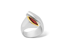 Load image into Gallery viewer, Blue Topaz and Garnet ring in sterling silver by Joryel Vera, style R3828 - view 3