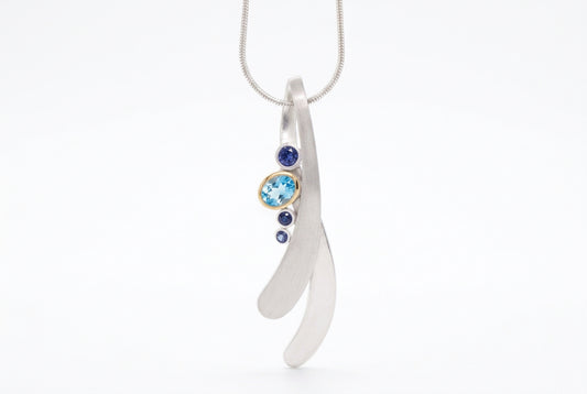 Blue Topaz and Tanzanite pendant in sterling silver by Joryel Vera, style P6141 - view 4