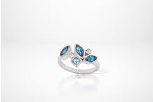 Load image into Gallery viewer, London Blue Topaz and White Topaz ring in sterling silver by Joryel Vera, style R3922