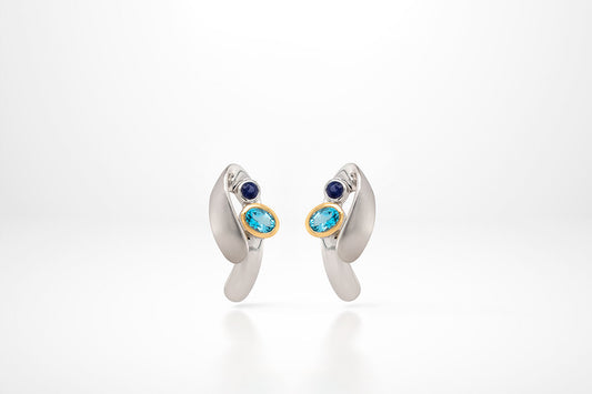 Blue Topaz and Tanzanite earrings in sterling silver by Joryel Vera, style E7382