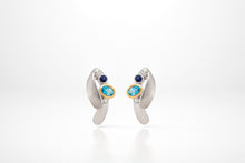 Load image into Gallery viewer, Amethyst and Blue Topaz earrings in sterling silver by Joryel Vera, style E7382