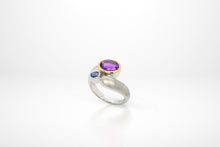 Load image into Gallery viewer, Amethyst and Blue Topaz ring in sterling silver by Joryel Vera, style R5835 - view 2