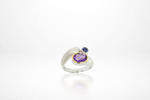 Load image into Gallery viewer, Amethyst and Blue Topaz ring in sterling silver by Joryel Vera, style R5835 - view 3