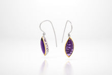 Load image into Gallery viewer, Amethyst and Green Amethyst earrings in sterling silver by Joryel Vera, style E7580 - view 2