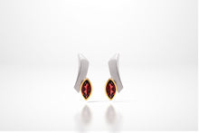 Load image into Gallery viewer, Blue Topaz and Garnet earrings in sterling silver by Joryel Vera, style E7351 - view 5