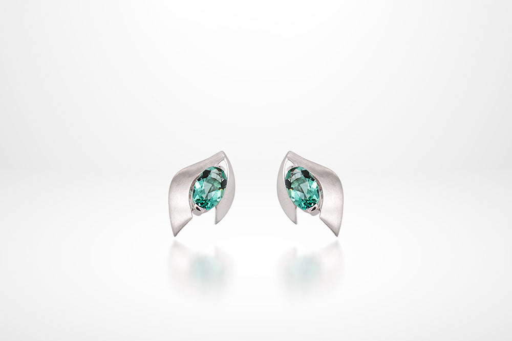 Green Quartz and Rose Quartz earrings in sterling silver by Joryel Vera, style E9891 - view 2
