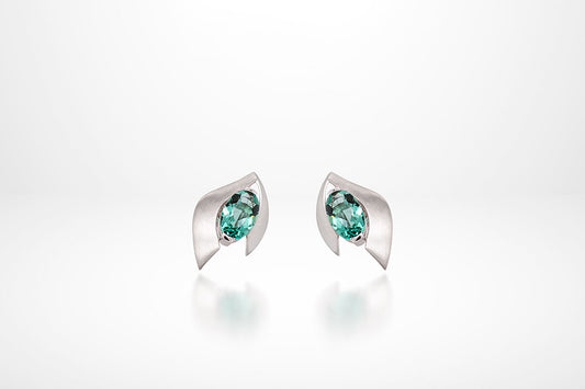 Green Quartz and Rose Quartz earrings in sterling silver by Joryel Vera, style E9891 - view 2