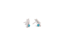 Load image into Gallery viewer, Blue Topaz and Emerald earrings in sterling silver by Joryel Vera, style E4588 - view 2