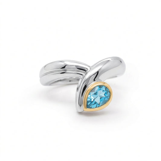 Amethyst and Blue Topaz ring in sterling silver by Joryel Vera, style R7265