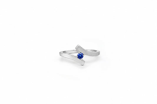 Blue Sapphire and Diamond ring in sterling silver by Joryel Vera, style R7462 - view 2