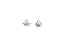 Load image into Gallery viewer, Blue Topaz and Emerald earrings in sterling silver by Joryel Vera, style E3940 - view 6