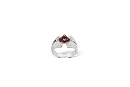 Blue Topaz and Garnet ring in sterling silver by Joryel Vera, style R6110 - view 2