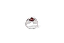 Load image into Gallery viewer, Blue Topaz and Garnet ring in sterling silver by Joryel Vera, style R6110 - view 2