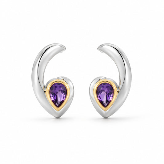 Amethyst and Blue Topaz earrings in sterling silver by Joryel Vera, style E9961 - view 3