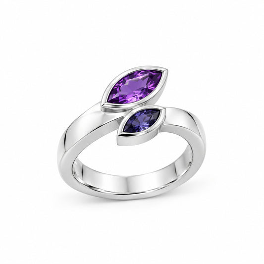 Blue Topaz and Peridot ring in sterling silver by Joryel Vera, style R3959 - view 2