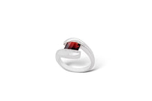 Load image into Gallery viewer, Blue Topaz and Garnet ring in sterling silver by Joryel Vera, style R4657 - view 2