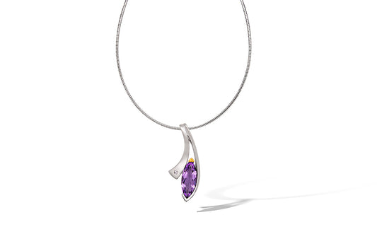 Green Amethyst and White Topaz pendant in sterling silver by Joryel Vera, style P6496