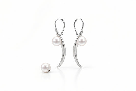 Pearl earrings in sterling silver by Joryel Vera, style E9325 - view 2