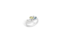 Load image into Gallery viewer, Blue Topaz and White Topaz ring in sterling silver by Joryel Vera, style R3923 - view 4