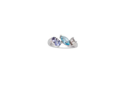 Blue Topaz and Tanzanite ring in sterling silver by Joryel Vera, style R3896