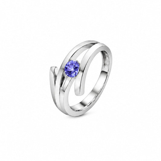 Blue Topaz and Garnet ring in sterling silver by Joryel Vera, style R4208 - view 2