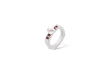 Load image into Gallery viewer, Blue Topaz and Pearl ring in sterling silver by Joryel Vera, style R1858 - view 2