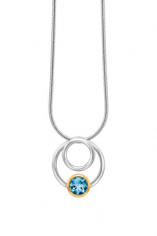 Citrine and London Blue Topaz pendant in sterling silver by Joryel Vera - view 2
