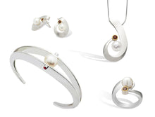 Load image into Gallery viewer, Blue Topaz and Garnet jewelry set in sterling silver by Joryel Vera, style SET156 - view 2