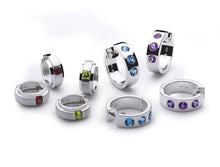Load image into Gallery viewer, Amethyst and Blue Topaz earrings in sterling silver by Joryel Vera, style E1841