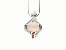 Load image into Gallery viewer, Green Quartz and Rose Quartz pendant in sterling silver by Joryel Vera, style P2745 - view 2