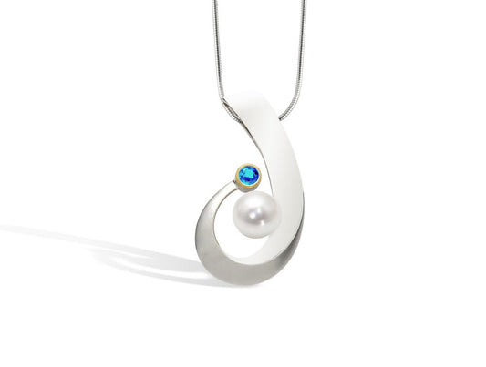 Blue Topaz and Garnet pendant in sterling silver by Joryel Vera, style P7316